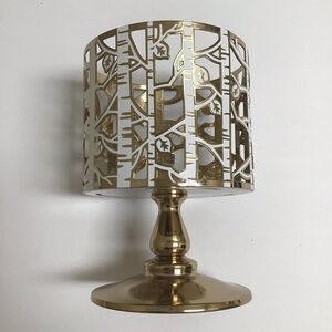 Bath & Body Works White BIRCH TREES Pedestal 3 Wick Candle Holder Rustic Cabin